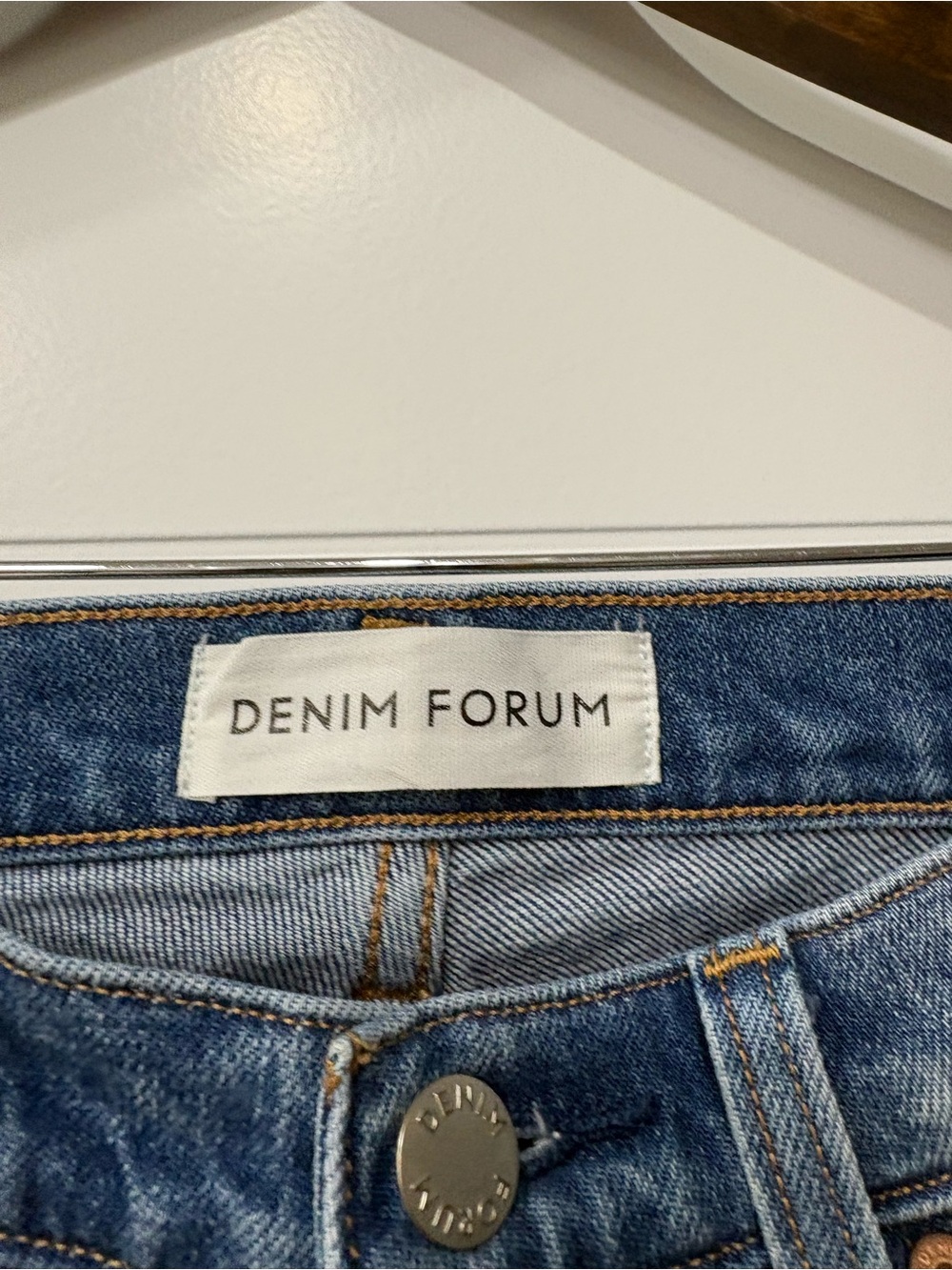 Denim Forum Light Blue Slim Straight Jeans with Frayed Hem - Picture 2 of 4